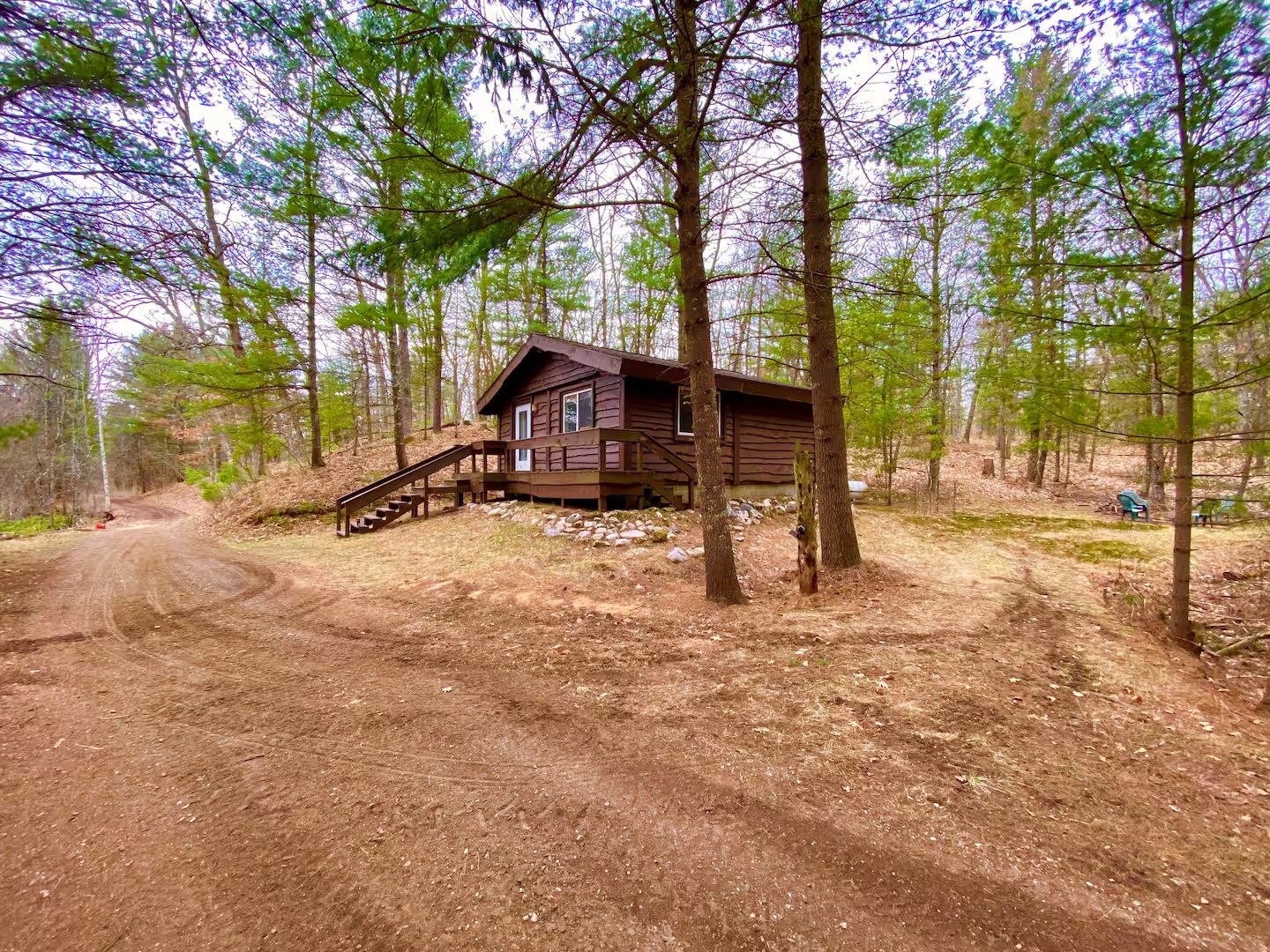 Cabin surrounded by woods