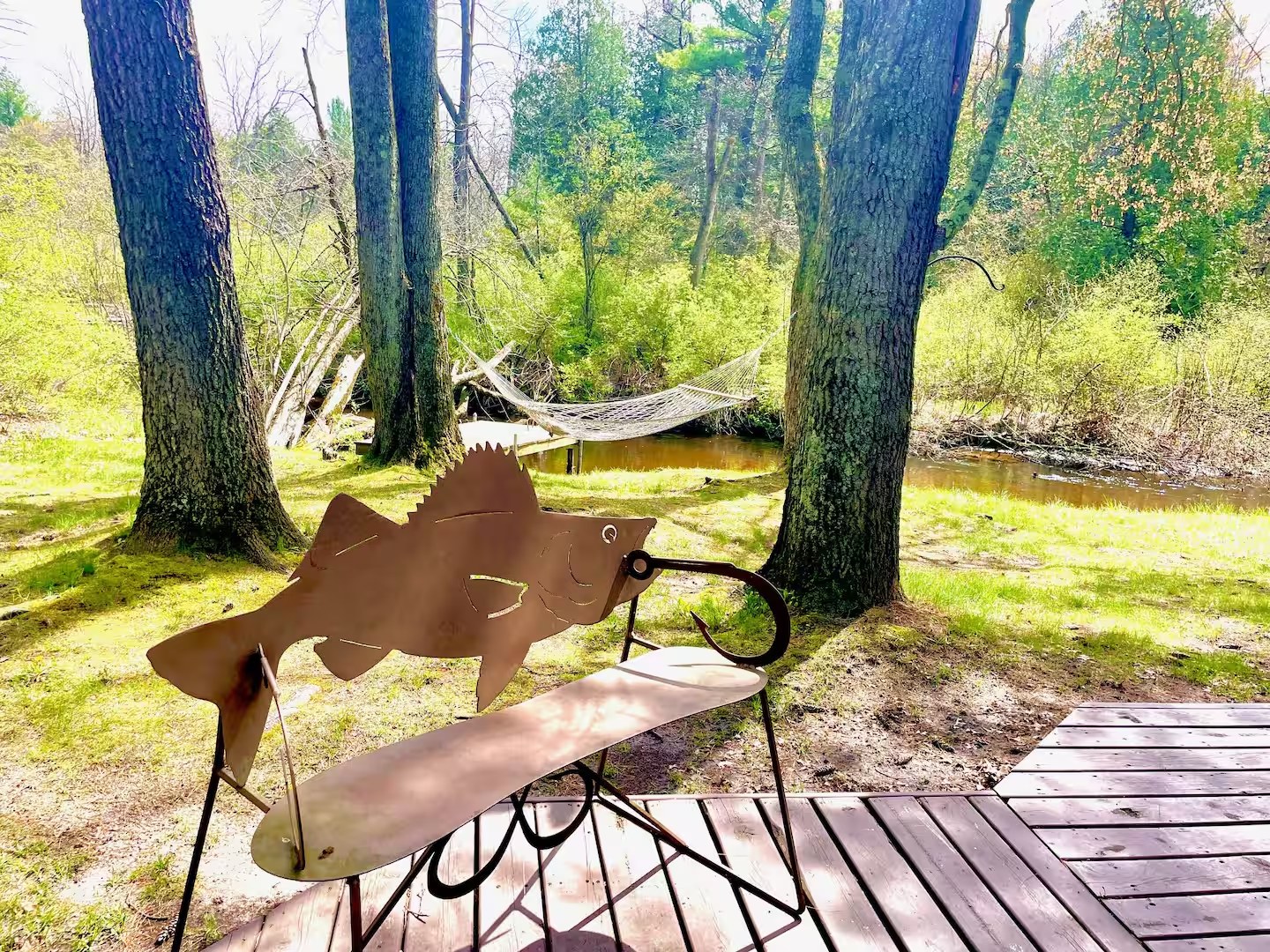 Outdoor bench near river